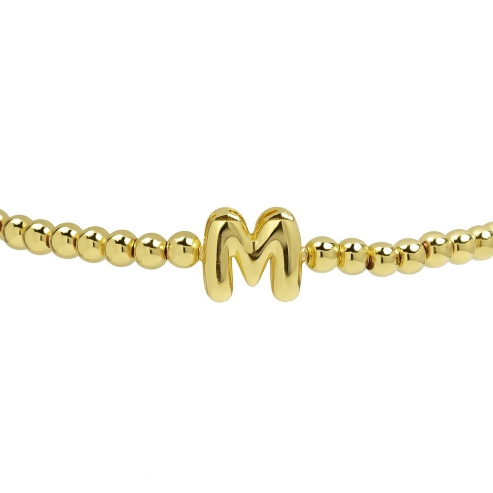 Gold Beaded Bracelet with Initial Charm (5100)